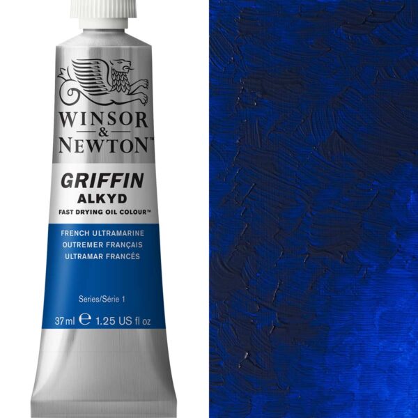 Griffin Alkyd Blue Paint tube and swatch