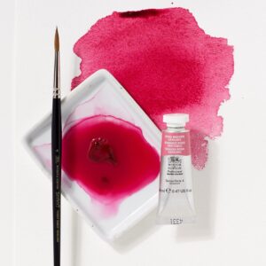 Winsor and newton brush, palette and rose pink watercolour