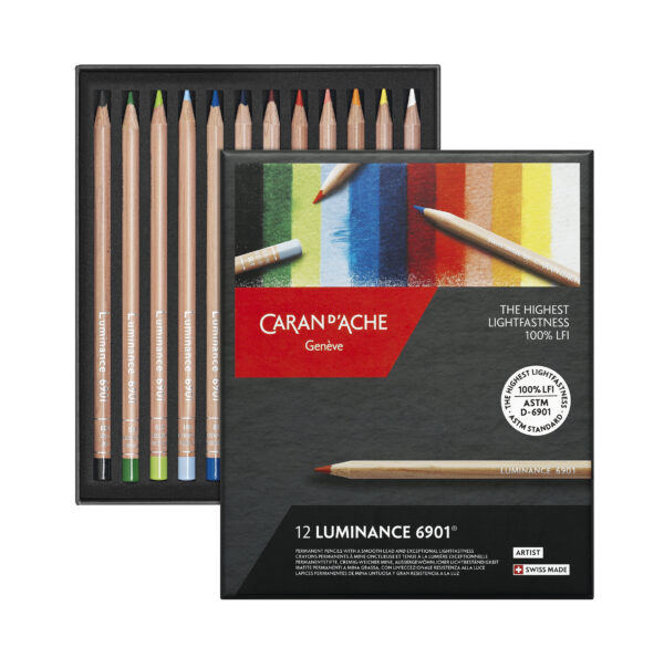 Set of 12 Caran d' Ache Luminance 6901 Coloured Pencils