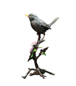 Blackbird with Blossom Bronze Sculpture