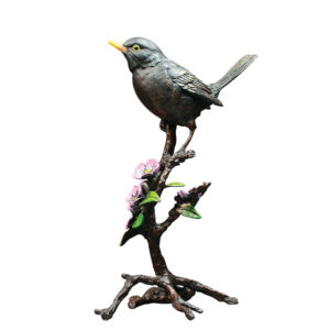 Blackbird with Blossom Bronze Sculpture