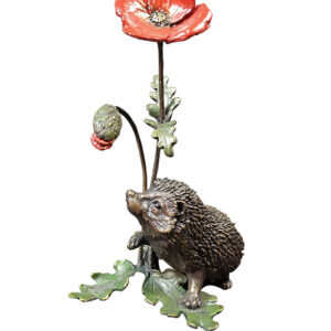 Hedgehog with Poppy Bronze sculpture from the Richard Cooper studio