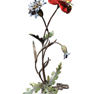 Poppy with Cornflower and Bee Bronze sculpture from the Richard Cooper Studio