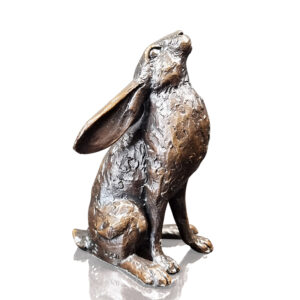 Small Moon Gazing Hare. Solid Bronze sculpture from Richard Cooper Studio