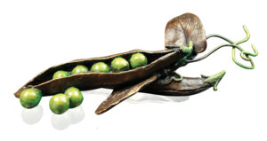 Pea Pod Bronze Sculpture by Richard Cooper