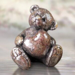 Butler and Peach Minature Bronze Teddy Bear