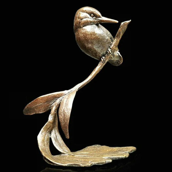 Kingfisher on Willow Branch Bronze Sculpture from the studio of Richard Cooper